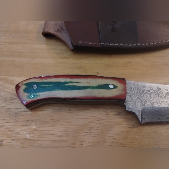 New Damascus steel blade men's hunting knife with sheath - Picture 4 of 8